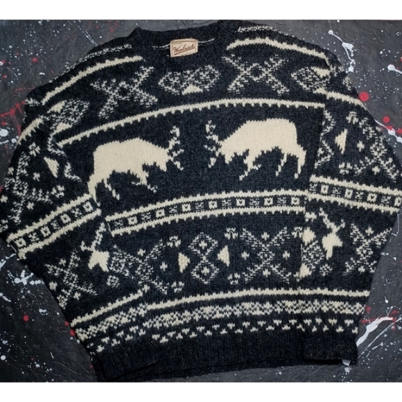 Woolrich Other - Woolrich vintage 90s reindeer winter holiday wool knit crewneck sweater RARE